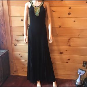 The Pyramid Collection black maxi dress beading,S